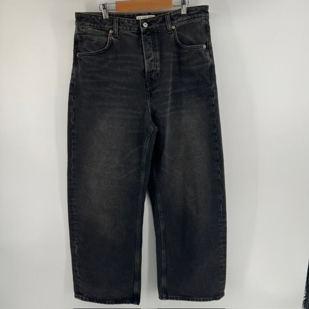We The Free People Deep Trance Dropped Boyfriend Charcoal Denim Jeans Womens 30L